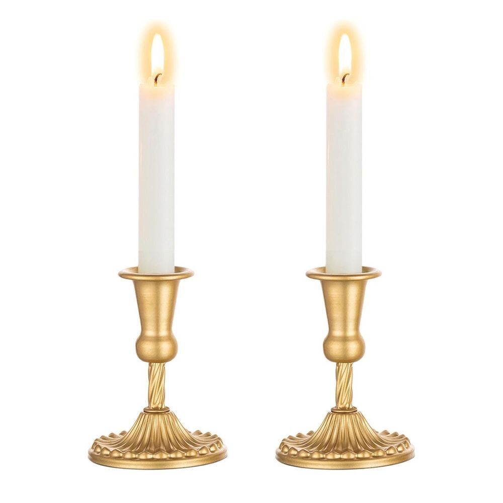 NEW Gold Candlestick Holders Set of 2 Gold Taper Wedding Centerpiece